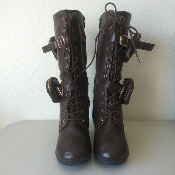 Link girls size 4 (equivalent to 5.5 women's shoes) dark brown high heel boot - Picture 3 of 15